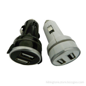 New Products Listed 5V 3.1A Dual USB Port Car Charger for iPhone 5C, Class B,12-24V DC Input Voltage